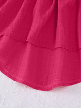 1pc Girls Solid Color Ruffle Hem Front Short Back Long Soft Woven Fabric Fashion Dress, Fall/Winter